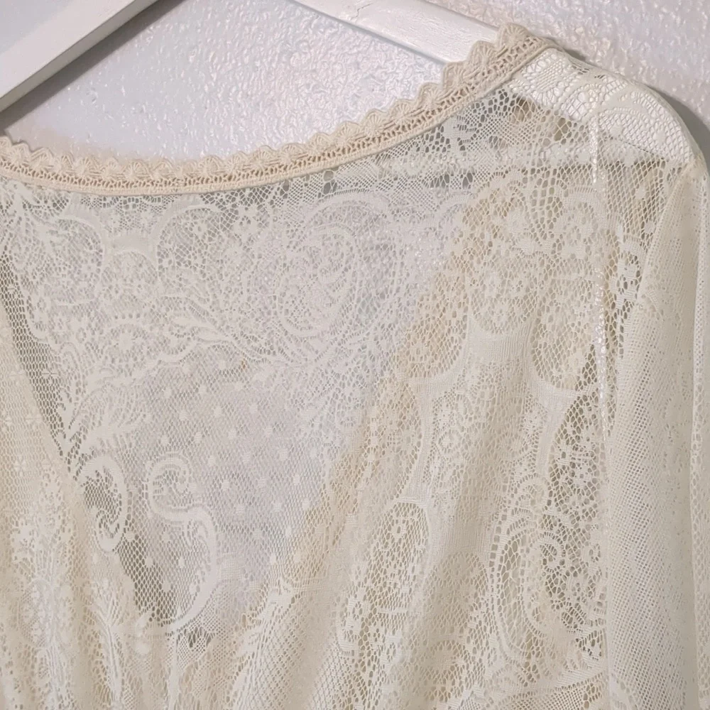 Free People Cream Lace Boho Bell Sleeve Dress